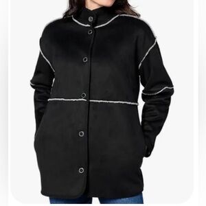 New Isaac Mizrahi Reversible Faux Shearling Coat Black & Grey size- XL